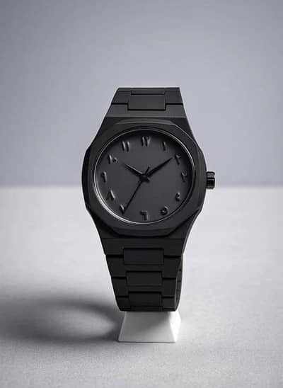Original Black Arabic Aura Watch Full Black Dial in Fiber and Metal