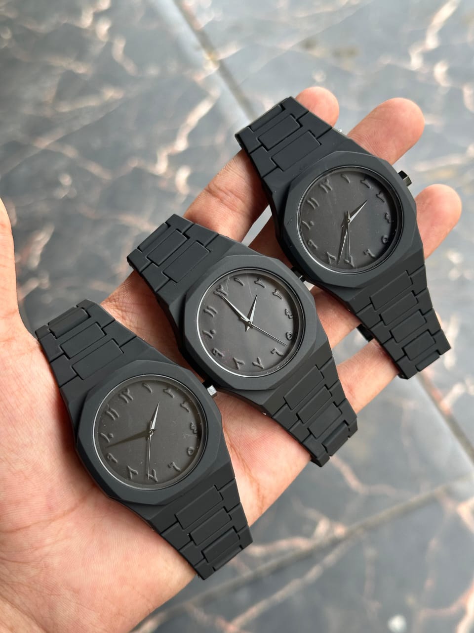 Original Black Arabic Aura Watch Full Black Dial in Fiber and Metal